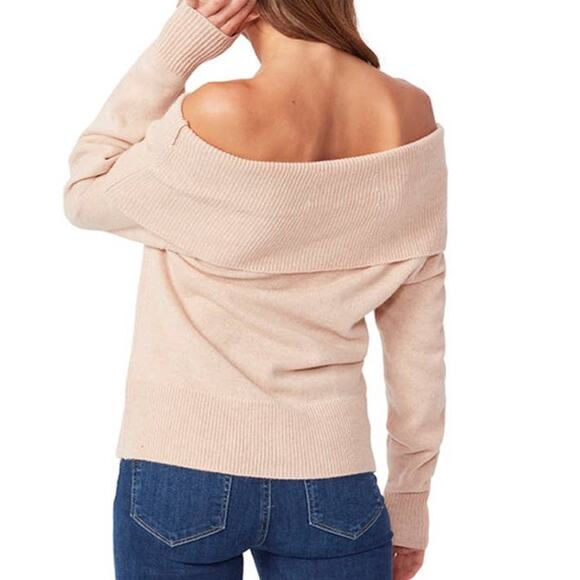 Paige Izabella Camel Colored Off The Shoulder Sweater - L - Picture 4 of 7